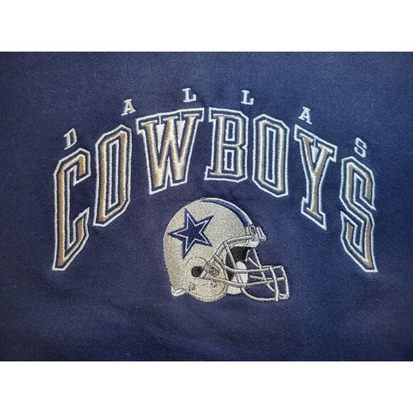 Vintage Dallas Cowboys Sweatshirt Unisex L Blue NFL 90s Spellout Logo Crewneck - Picture 2 of 6